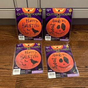 Pumpkin Glitter Stickers Set of 4